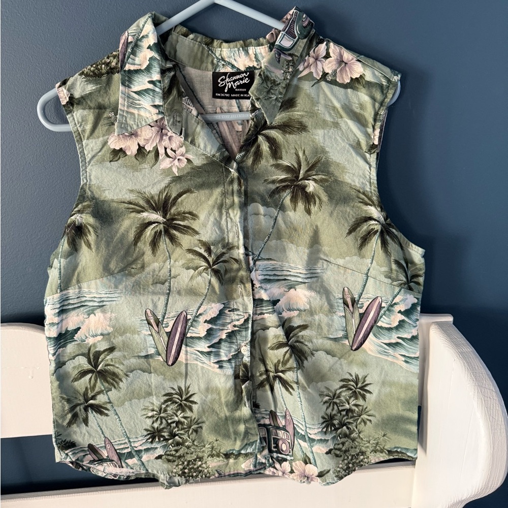 Maripe Tropical Print Shirt with Green and Pink Hues